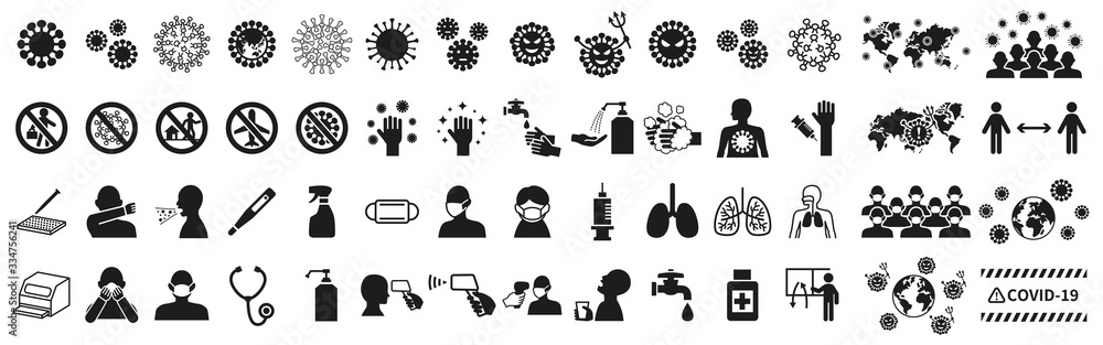 Icon set related to the new virus - obrazy, fototapety, plakaty 