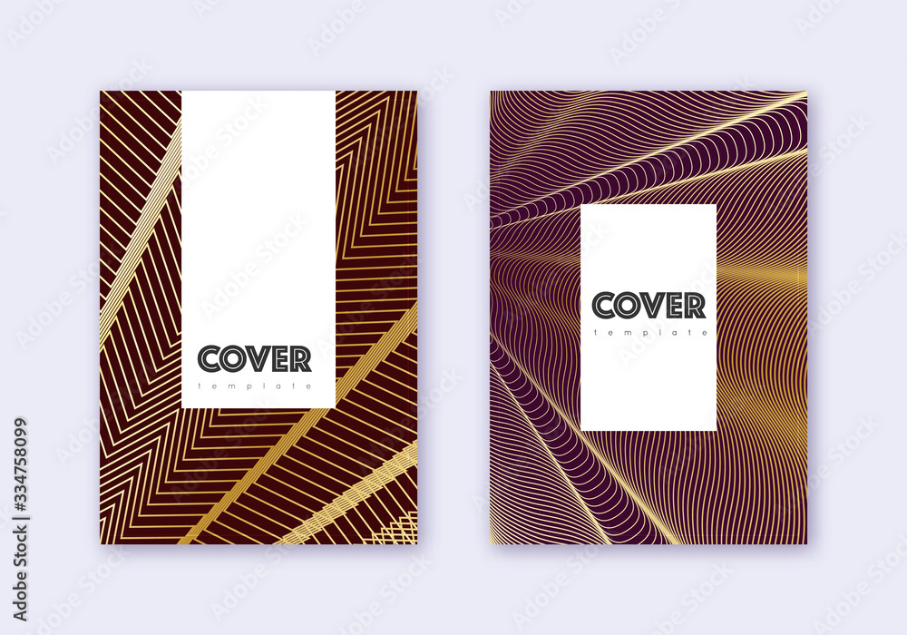 Hipster cover design template set. Gold abstract l Hipster cover design template set. Gold abstract l