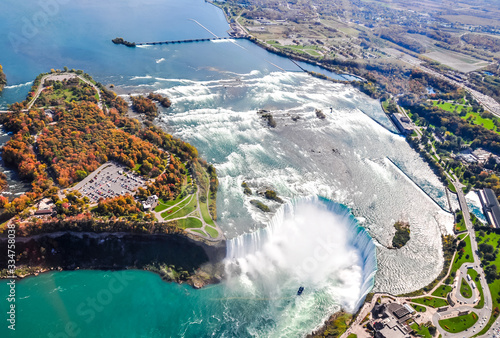 Niagara waterfall from above, Aerial view of Niagara waterfall.