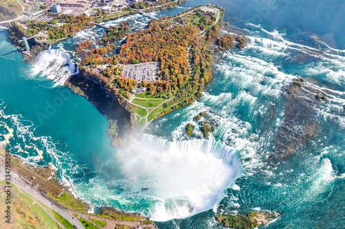 Fototapeta Naklejka Na Ścianę i Meble -  Niagara waterfall from above, Aerial view of Niagara waterfall.