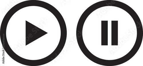 Play and pause vector button black icons