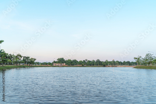 Sky blue background pond. Natural background bright,Thailand-Malaysia border