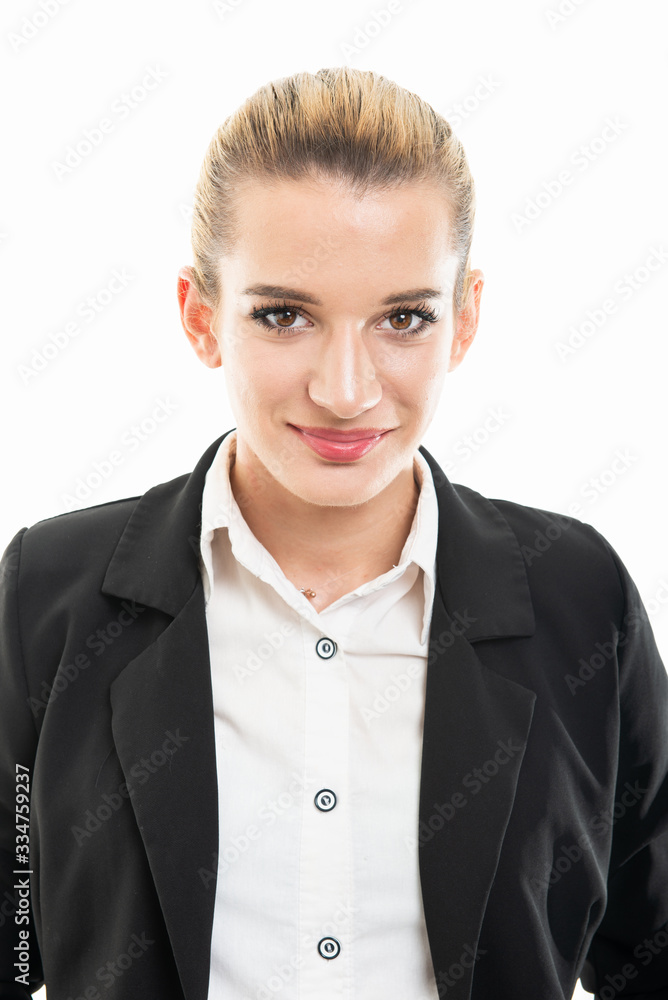 Portrait of beautiful young female assistant manager wearing jacket