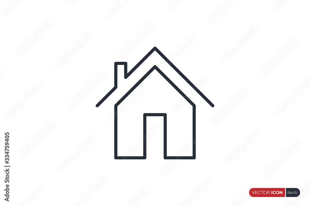 House Icon Line isolated on White Background. Flat Vector Icon Design Template Element.