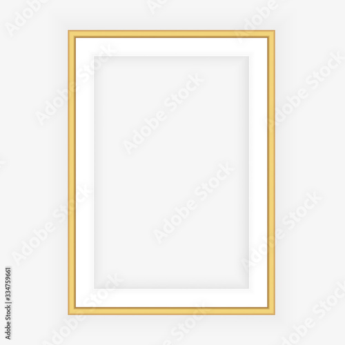 Realistic gold frame isolated on grey background. Perfect for your presentations. Vector illustration.