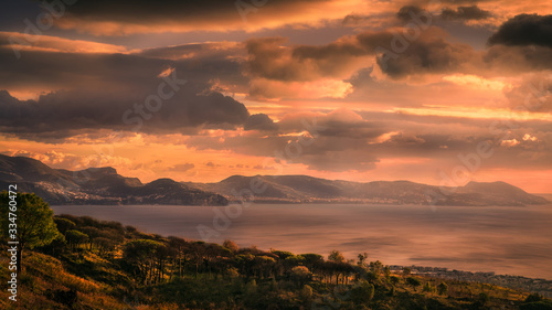cloudy sunset sky gulf Naples and Sorrento