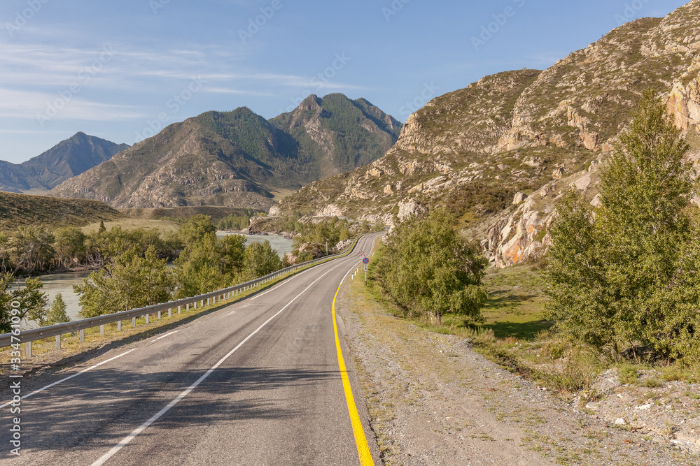 Fototapeta premium road to Altai Mountains, Altai region, Siberia, Russia.