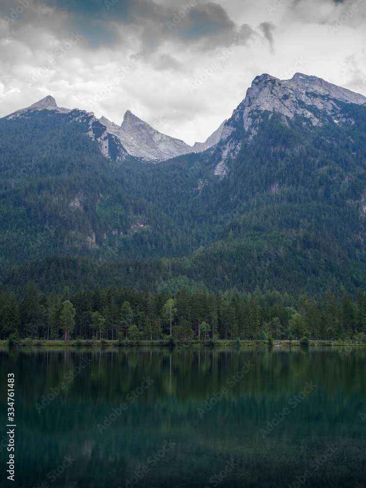 Lanscape Hintersee, mountain lake, Bavaria, Germany