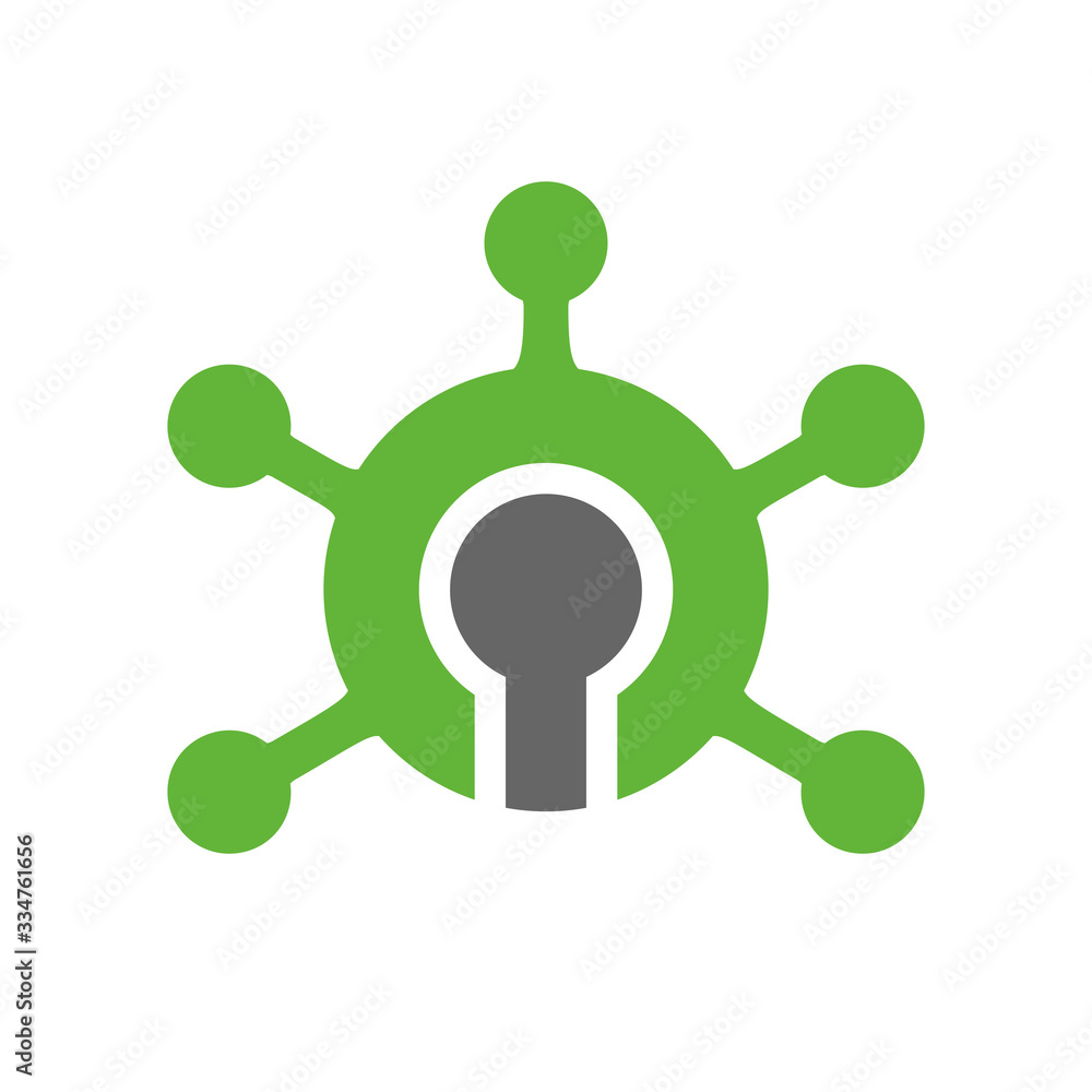 Corona virus and key hole logo design template elements Corona virus and key hole logo design template elements
