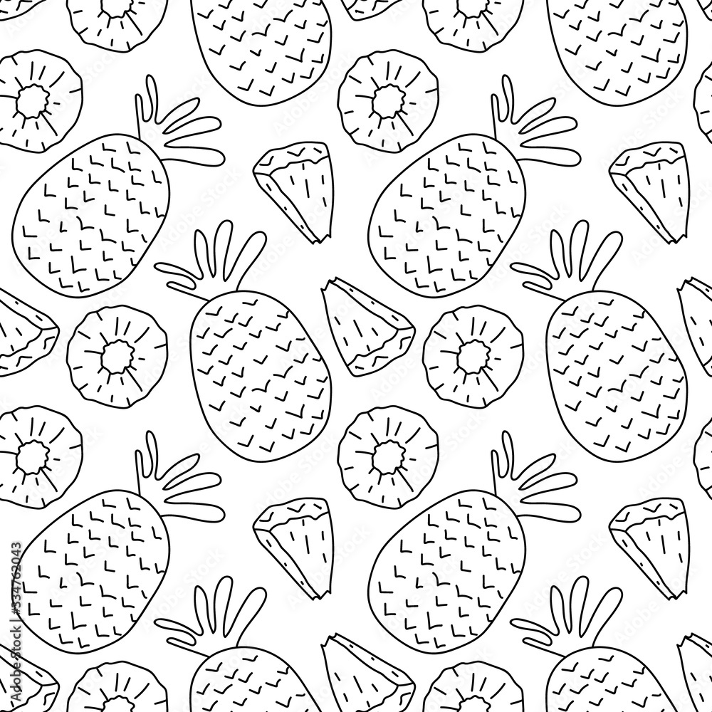Fruit hand drawn vector pattern. pineapple Fruit hand drawn vector pattern. pineapple