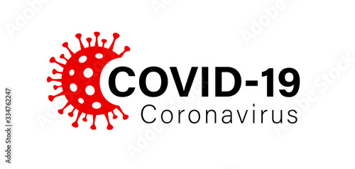 Illustration graphic vector of corona virus in wuhan, coronavirus infection. 2019-nvoc virus. Corona virus logo microbe, outbreak Covid-19 sign with viral cell red color