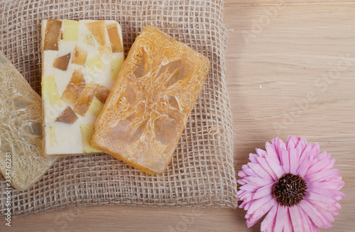 Natural handmade soap bars with flowers, Spa organic soap