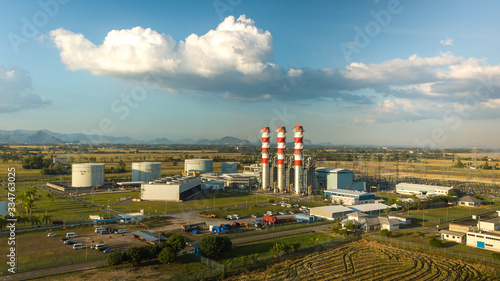 March 2018, Kuala Perlis, Perlis, Malaysia. Aerial view of powerplant Teknologi Tenaga Perlis Consortium Sdn Bhd, located at Kuala Perlis. photo