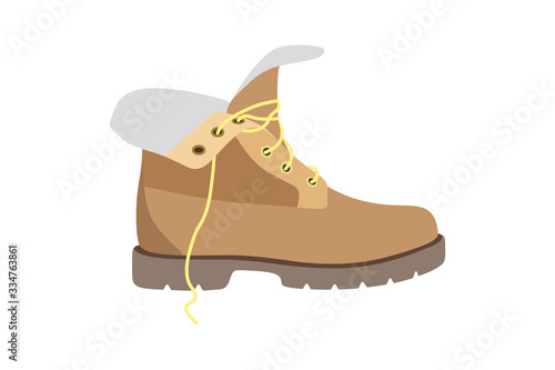 Weather resistant boot with lacing isolated on white background. Vector illustration