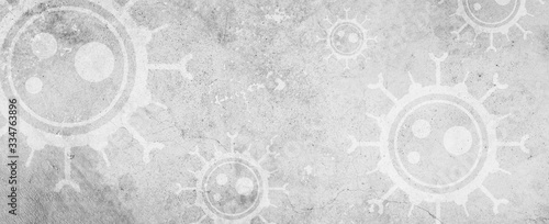 White texture background with trasparent virus icons - epidemic, coronavirus pandemic - Covid-19 - global contagion