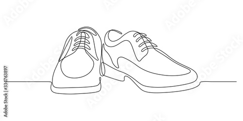 Classic men's shoes in continuous line art drawing style Poster Mural XXL