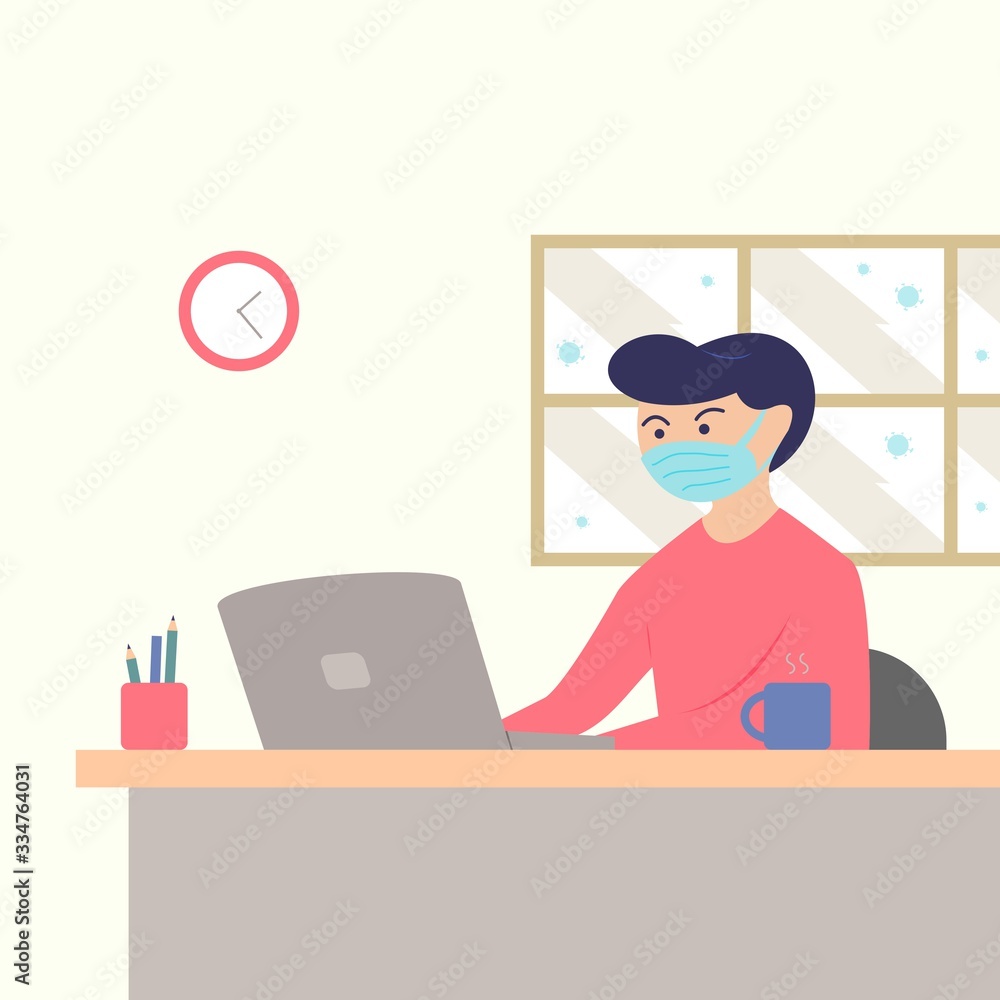 Work from home flat logo design vector illustration Work from home flat logo design vector illustration