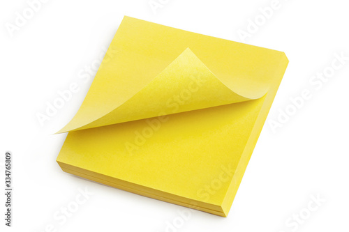 Pack of square yellow stickers, isolated on white background