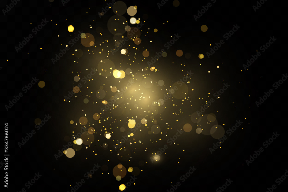 Christmas.cosmic dust. Glitter effect of particles. Gold is sparkling