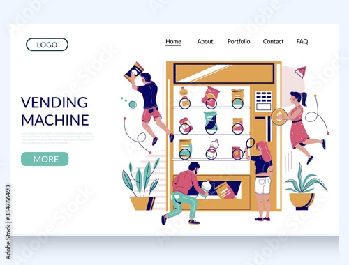 Vending machine vector website landing page design template