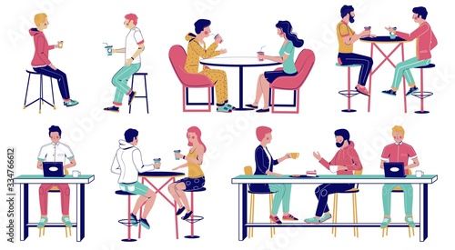Coffee house visitors, vector flat isolated illustration