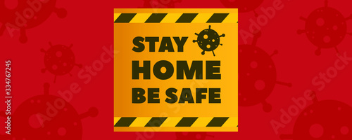 Covid-19 coronavirus quarantine campaign of stay at home flat design. Stay at home slogan. Protection campaign or measure from coronavirus, COVID--19. Stay home quote text, hash tag or hashtag