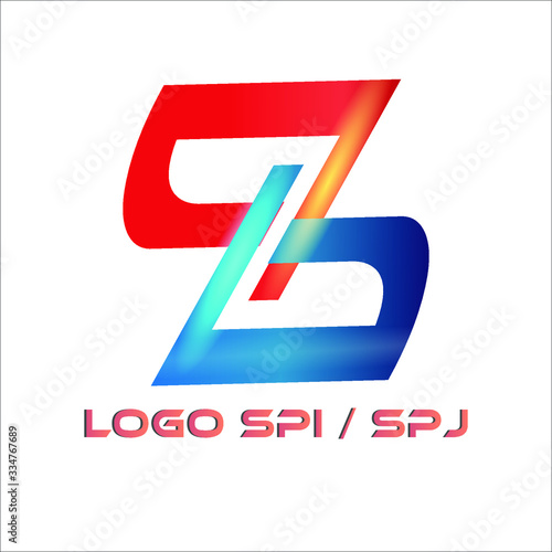 the initial letter logo S. The SPI colored template is combined with the mobile icon on the white background