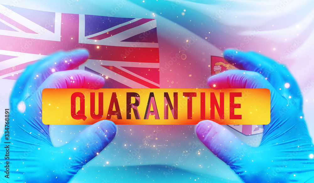 Quarantine area concept,, medical concept with flag of Fiji. Pandemic 3D illustration.