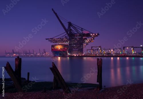 Felixstowe Port at Night from Languard Point photo
