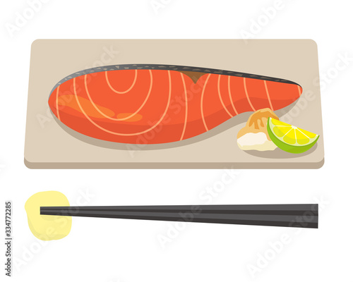 鮭　さけの切り身　サーモン　ベクター