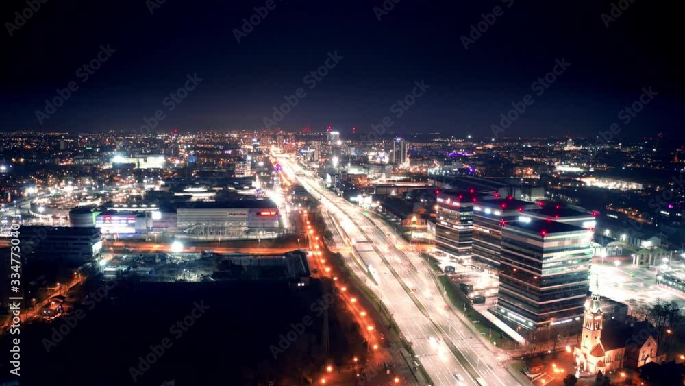 custom made wallpaper toronto digitalCity at night. Shot from a drone.