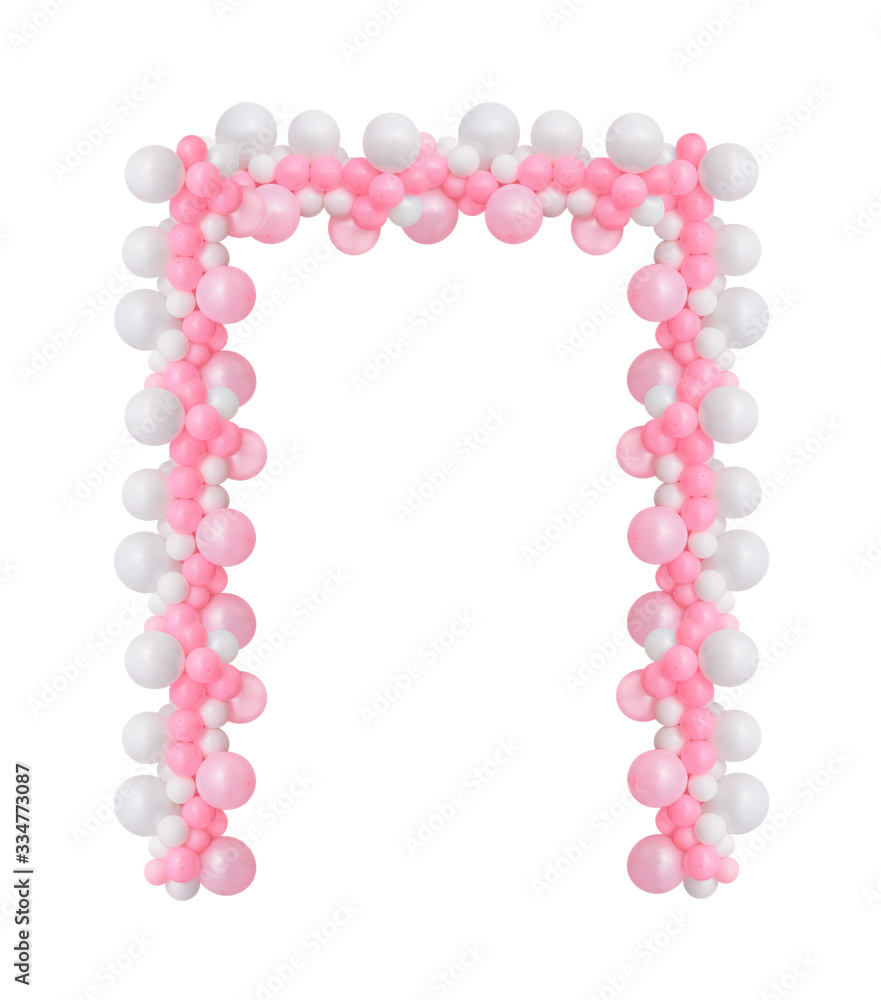 Gates made of balloons are isolated on a white background