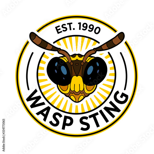 Wasp bee logo cartoon. Vector graphic logo. Summer vector illustration Cartoon drawing Cartoon Insects: bee, wasp, text, logo
