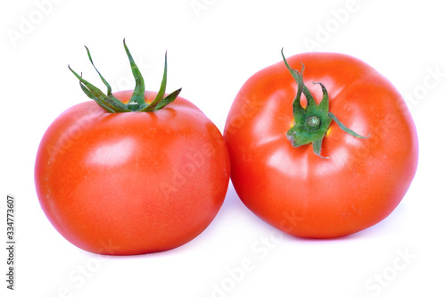 Red tomato healthy vegetable isolate on white background.