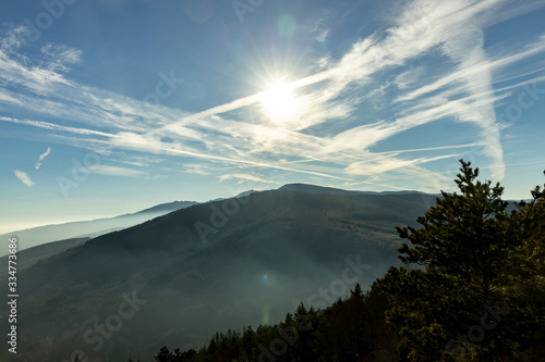 Mountain landscape on a sunny day.