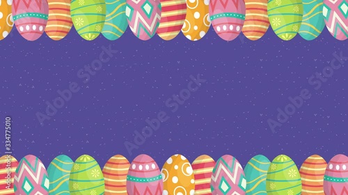 happy easter animated card with eggs painted frame