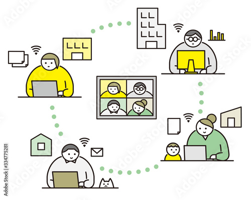 リモートワーク・テレワーク_イラスト_Remote work,vector