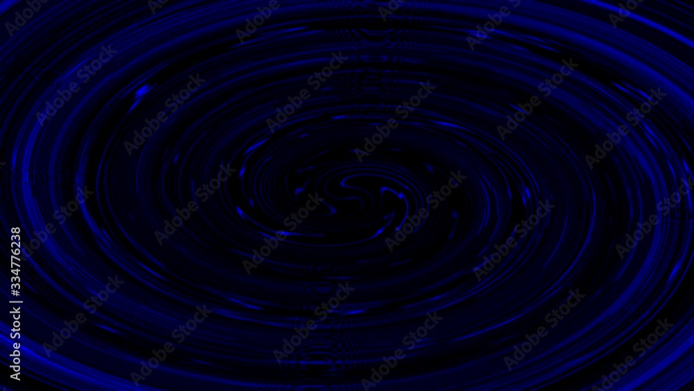 Hypnotic spiral colorful lights background. Glowing blue line rotating.