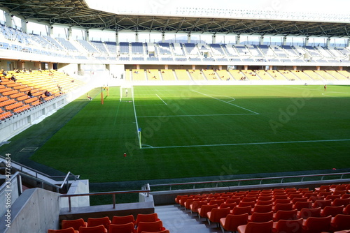 Bokeh image of a soccer stadium