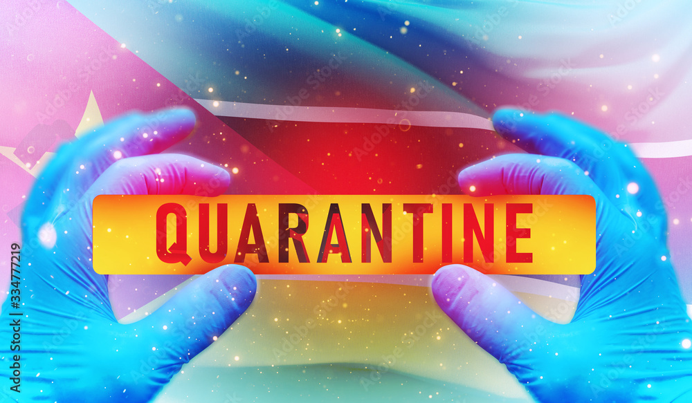 Quarantine area concept,, medical concept with flag of Mozambique. Pandemic 3D illustration.