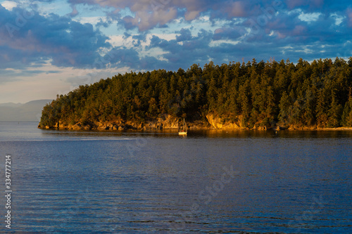 Sailboat in Desolation Sound British Columbia Canada at sunset