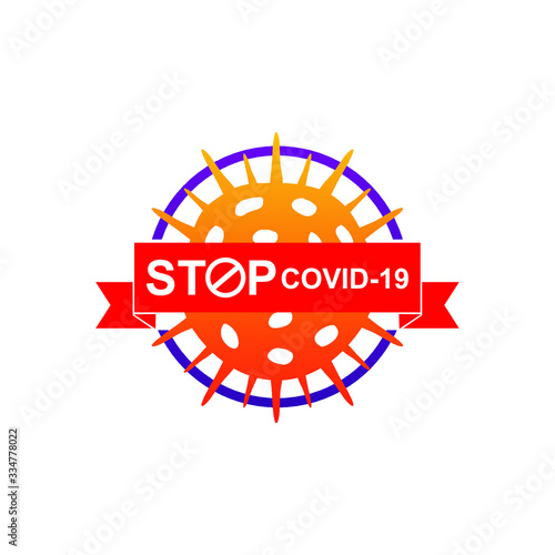 Stop coronavirus emblem logo design