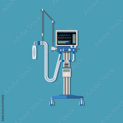 Mechanical ventilation system. Medical equipment. Isolated image of anesthesia machine. Coronavirus treatment unit