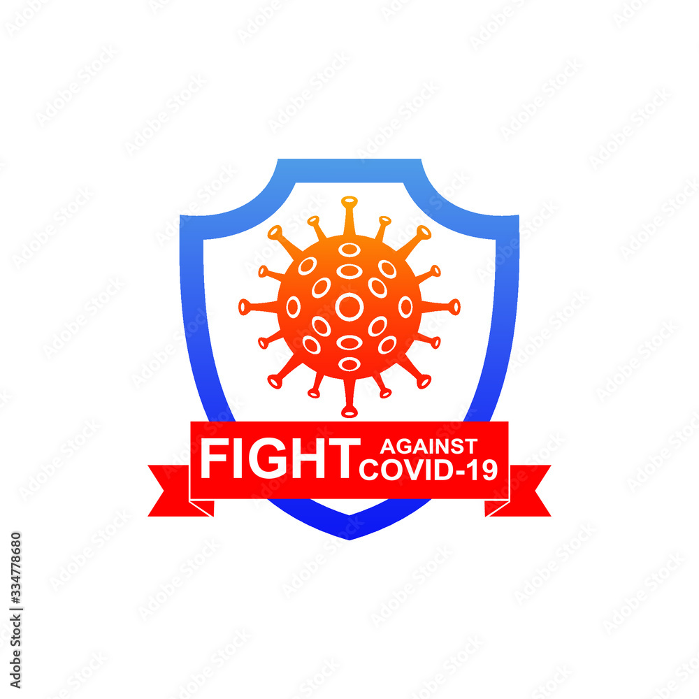 Fototapeta premium Fight against coronavirus emblem logo design