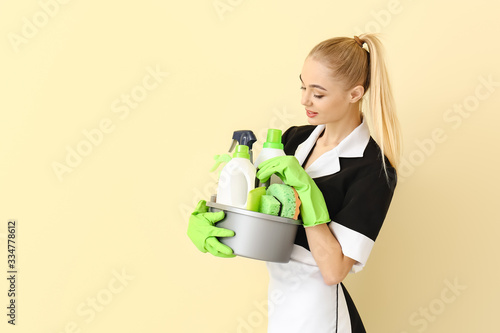 Beautiful young chambermaid...