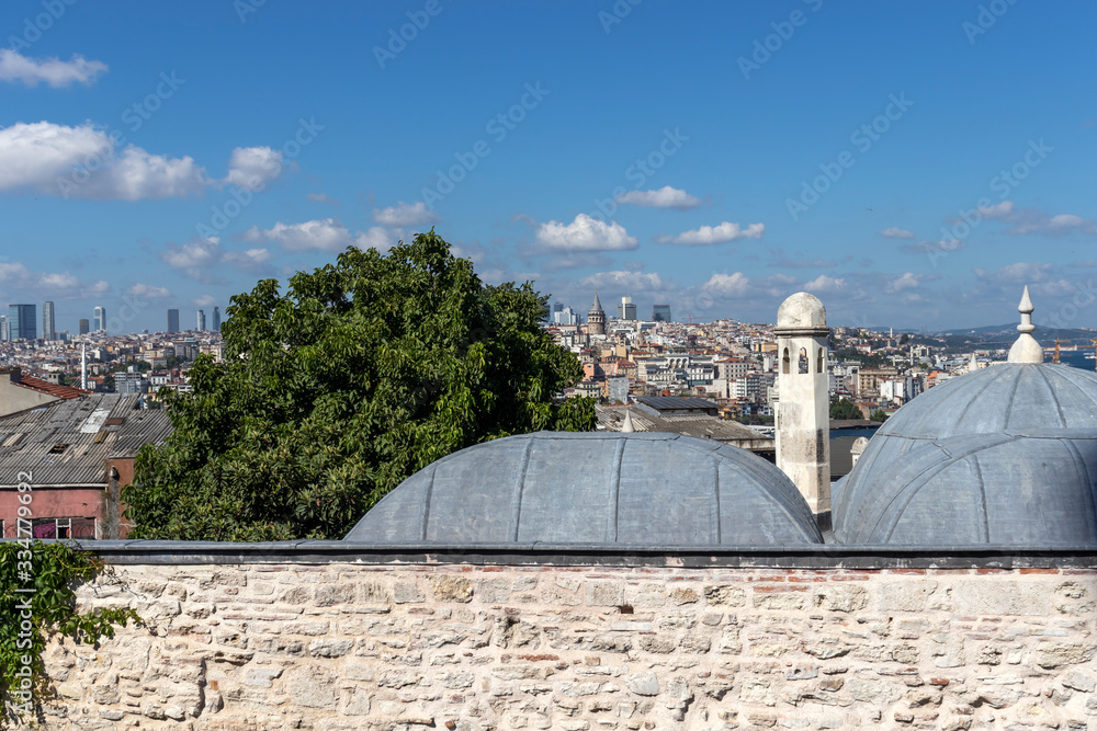 Fototapeta premium Panorama from Suleymaniye Mosque to city of Istanbul