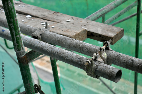 scaffolding assembly at construction site