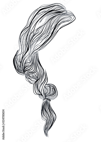 Loose side braid hairstyle vector illustration