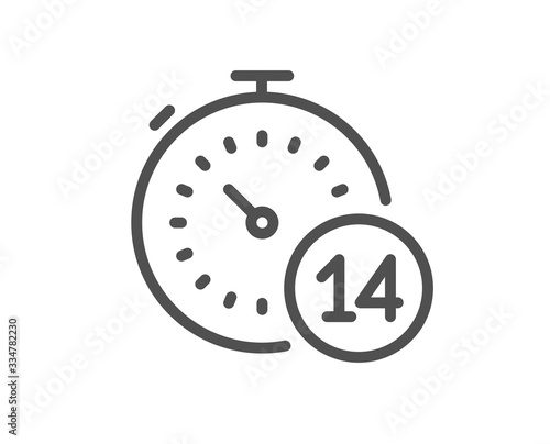 Quarantine timer line icon. Coronavirus incubation period sign. Self-isolation symbol. Quality design element. Editable stroke. Linear style quarantine icon. Vector