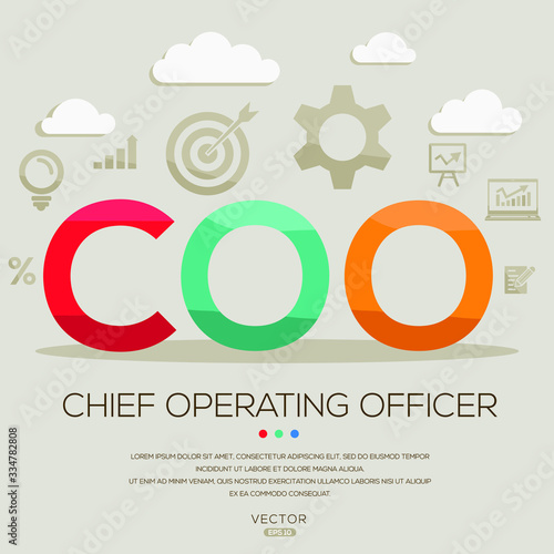 coo mean (chief operating officer) ,letters and icons,Vector illustration.